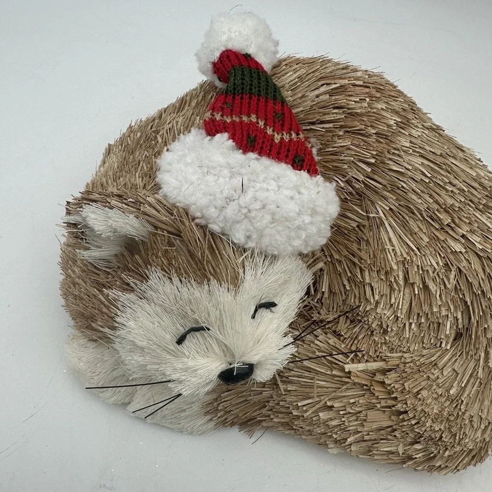 Pier 1 Cat Figurine Decoration Cat Wearing A Hat Winter Woodland 7